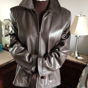 Brown leather jacket
